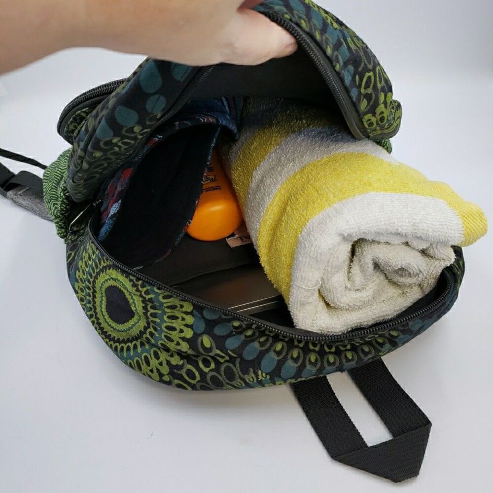Peacock Mandala Laptop Backpack Travel Bag Lightweight Himalayan Cotton Colorful - Picture 15 of 16